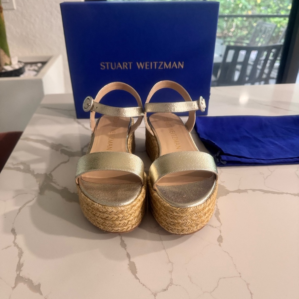 Stuart Weitzman Gold Women's Wedge Sandals